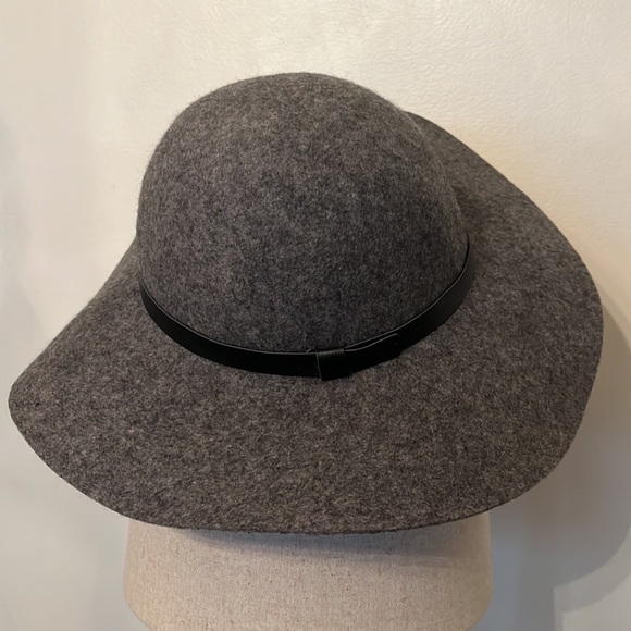 Charcoal Gray Wool Hat 4” Wide Brim Floppy Boho Cottagecore Peasant Romantic Hat - Picture 2 of 11